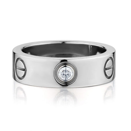 CARTIER Platinum "Love Collection"Ring Set With a Brilliant Cut Diamond. Size 60