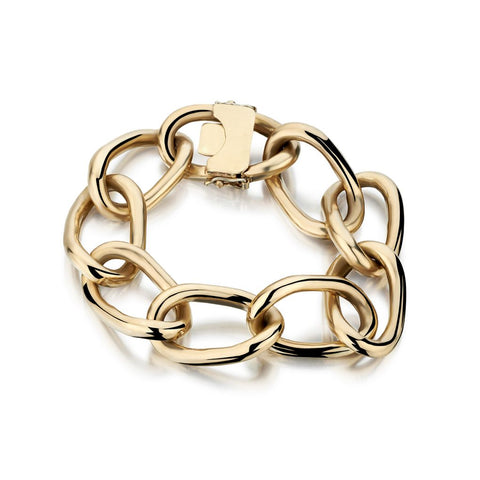 14KT Yellow Gold Large Solid Link Heavy Bracelet