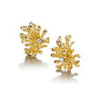 18KT Yellow Gold & Round Brilliant Cut Diamond Coral Reef-Style Earrings