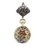 Victorian 18KT Yellow Gold And Enamel Pocket Watch Brooch