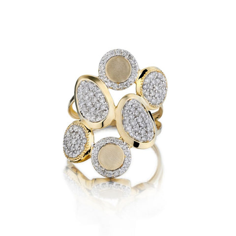 Unique 0.95 CTW Pave-Set Round Brilliant Cut Diamond Ring