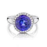 5.00 Carat Tanzanite And Diamond Halo-Set Ring