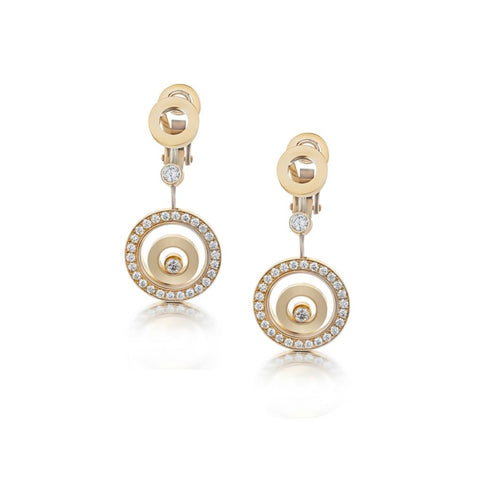 Chopard Large Rose Gold Happy Sport Diamond Drop Earrings