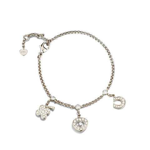 Chopard 18KT White Gold Happy Diamonds Charm Bracelet