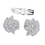 Art-Deco Platinum and Diamond Fan-Styled Convertible-Design Brooch/Clips