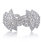 Art-Deco Platinum and Diamond Fan-Styled Convertible-Design Brooch/Clips