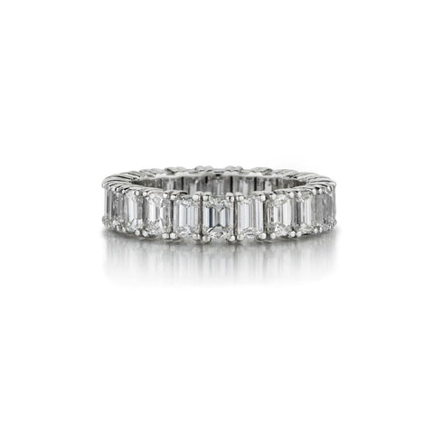 4.60 Carat Emerald Cut Diamond Platinum Eternity Band
