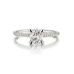 0.73 Carat Natural Oval-Shaped Diamond 18KT White Gold Engagement Ring