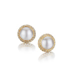 Miles Minden Mabe Pearl And Diamond Gold Stud Earrings