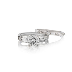 1.05 Carat Modern Brilliant Cut  Diamond White Gold Engagement Ring Set