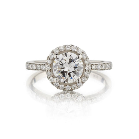 1.55 Carat Round Brilliant Cut Diamond Halo-Set WG Ring