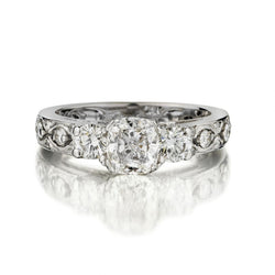 1.01 Carat Cushion-Cut Diamond White Gold Engagement Ring