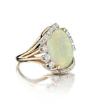 15.00 Carat Opal And Diamond 18KT Yellow Gold Ring