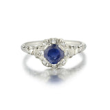Mid-Century Sapphire And Diamond Platinum Ring