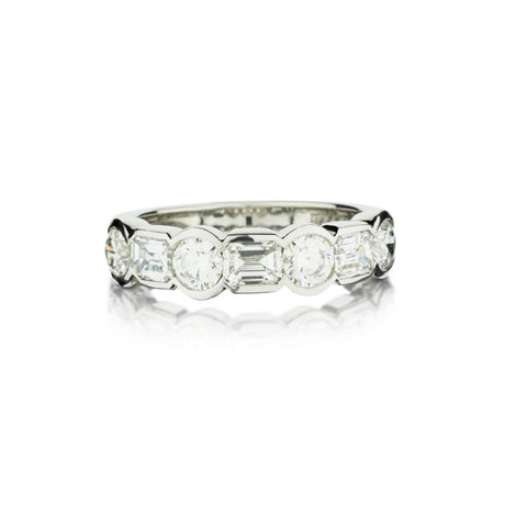 1.70 Carat Total Weight Round Brilliant And Baguette Cut Diamond Band