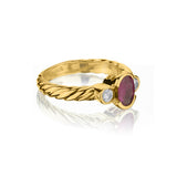 14KT Yellow Gold Bezel-Set Ruby And Diamond Ring