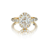 GIA 1.74 Carat Natural Oval-Shaped Diamond Halo Set Engagement Ring