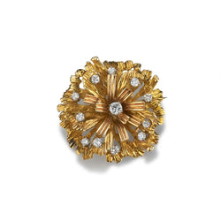 18KT Yellow Gold Diamond Bow Design Brooch Pendant