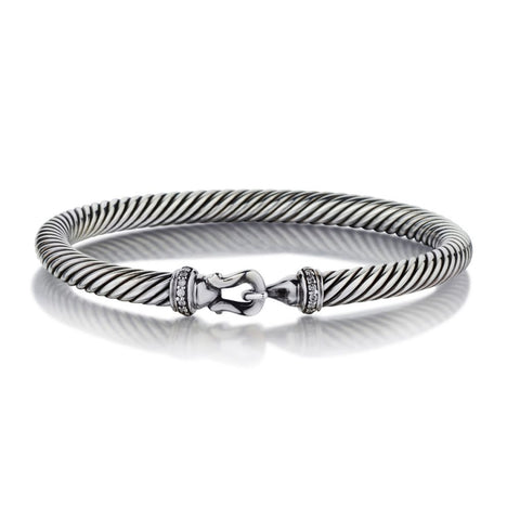 David Yurman Sterling Silver And Pave-Set Diamond Bracelet