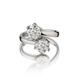 2.72 Carat Total Weight Art-Deco Platinum Crossover Ring