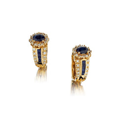 18KT Yellow Gold Sapphire And Diamond Earrings