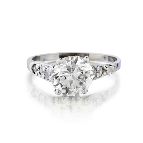 Ladies Vintage 14kt W/G Diamond Ring. 1.70ct European Cut Diamond