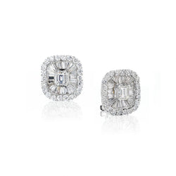 3.25 Carat Total Weight Diamond 18KT White Gold Cluster Earrings