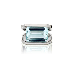 6.50 Carat Aquamarine 18KT White Gold Modern Ring
