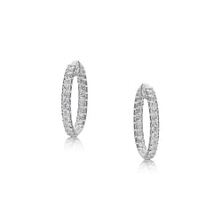 3.70 Carat Total Weight Round Brilliant Cut Diamond Hoop Earrings