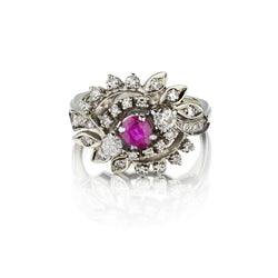 18KT White Gold 0.25 Carat Ruby And Diamond Cocktail Ring
