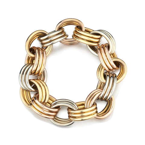 Retro 18KT Tri-Colour Gold Gypsy-Style Chic Bracelet