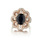 4.50 Carat Blue Sapphire And Diamond Flower Large Cluster Ring