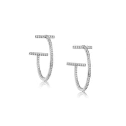 Tiffany & Co. T Wire Diamond White Gold Hoop Earrings