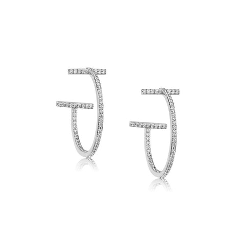 Tiffany & Co. T Wire Diamond White Gold Hoop Earrings