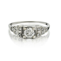 0.45 Carat Old-European Cut Diamond Art-Deco Engagement Ring