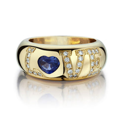 Chopard 18KT Yellow Gold Sapphire And Diamond Love Ring