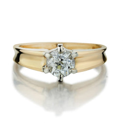 0.65 Old-European Cut Diamond Solitaire Yellow Gold Ring