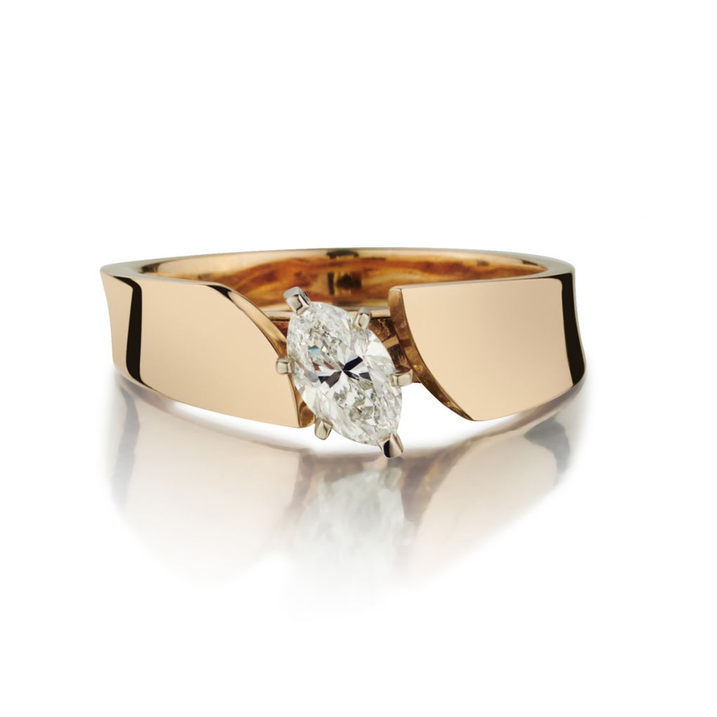 0.53 Carat Natural Marquise Cut Diamond Rose Gold Solitaire Ring – Van Rijk