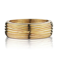14KT Yellow Gold Wide Ribbed Italian Made Bangle