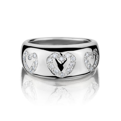 0.65 Carat Total Round Brilliant Cut Diamond Heart Wide Ring