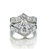 3-In-1 Marquise Cut Diamond Platinum Engagement Ring Set