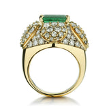 Royal De Versailles 3.80 Carat Green Emerald And Diamond Cocktail Ring