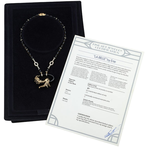 Unique La Belle By Erte Limited Edition Onyx And Diamond Necklace