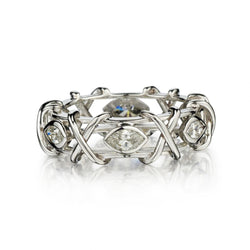 Unisex 18KT White Gold 1.00 Carat Total Weight Marquise Cut Band