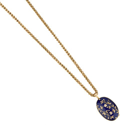 Vintage Rose Gold Blue Enamel And Diamond Pendant/Brooch