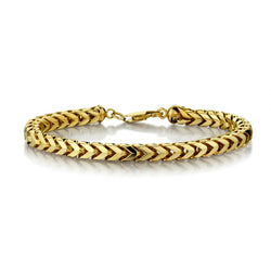 Unisex 10KT Yellow Gold Square Herringbone Link Bracelet