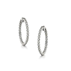 10.00 Carat Total Weight Round Brilliant Cut Diamond Hoop Earrings