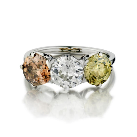 Vintage 2.90 Carat Total Weight Diamond Three-Stone Ring