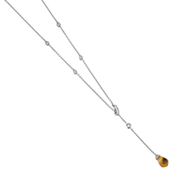 Citrine Briolette Longuard 18KT White Gold Diamond Necklace