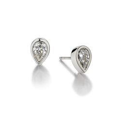 0.70 Carat Total Weight Pear-Shaped Diamond Bezel-Set Stud Earrings